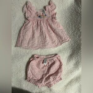 Little Me Pink and White Striped Diaper Cover Set